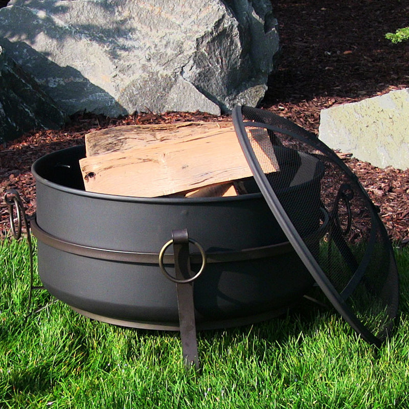 Charlton Home Flanigan Cauldron Steel Wood Burning Fire Pit & Reviews